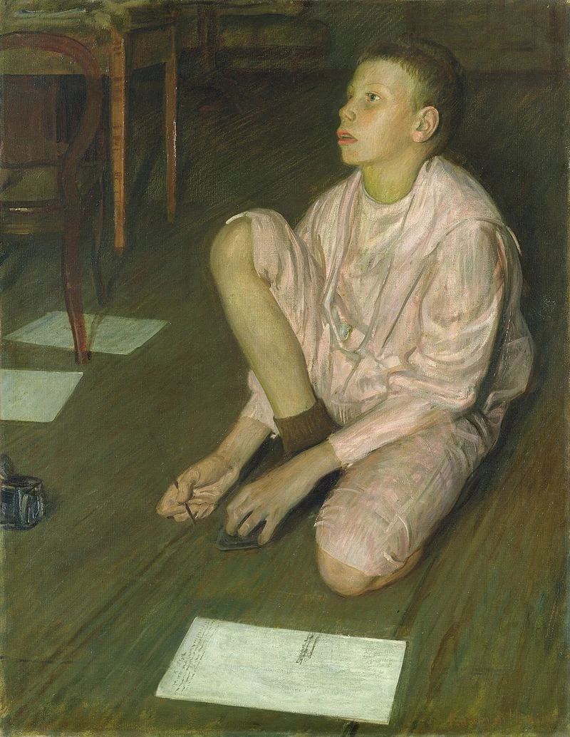 Leopold von Kalckreuth - Ragazzo accovacciato a terra